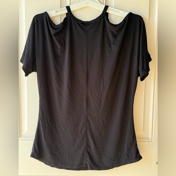 Harley-Davidson Bling Short Sleeve Tee w/Wings Race #1 Cold Shoulder Scoop Neck - Picture 2 of 6